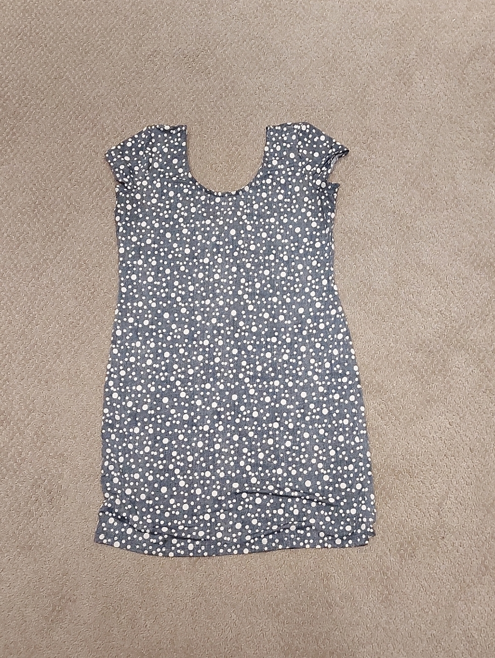 Polka Dot Scoop-Neck Mini Dress in Blue